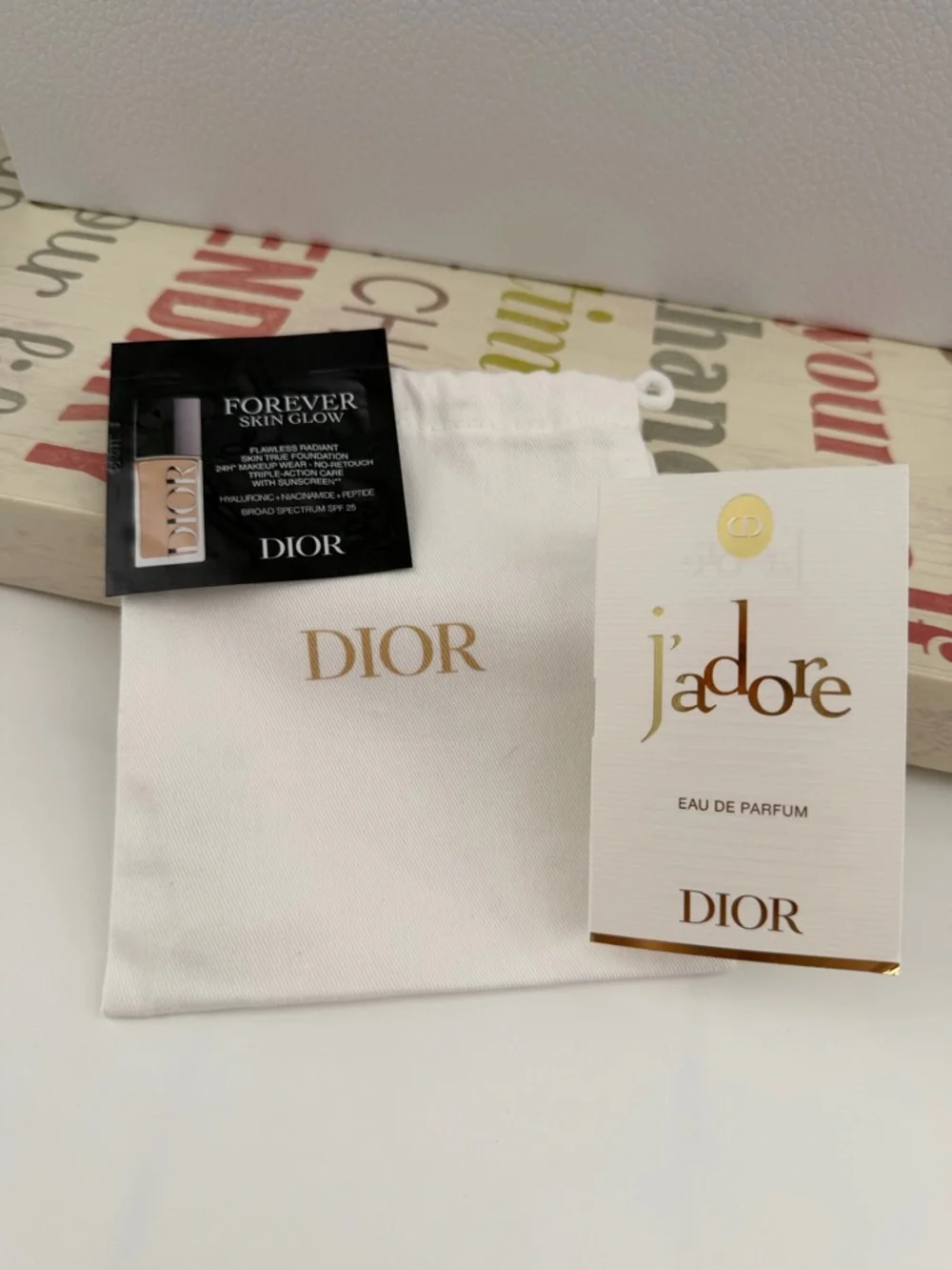 Dior Gift Box with Cream Makeup Bag  Safari Notebook Small Pouch Samples GWP